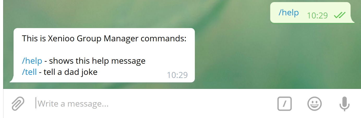 see the telegram group chatbot answer in preview
