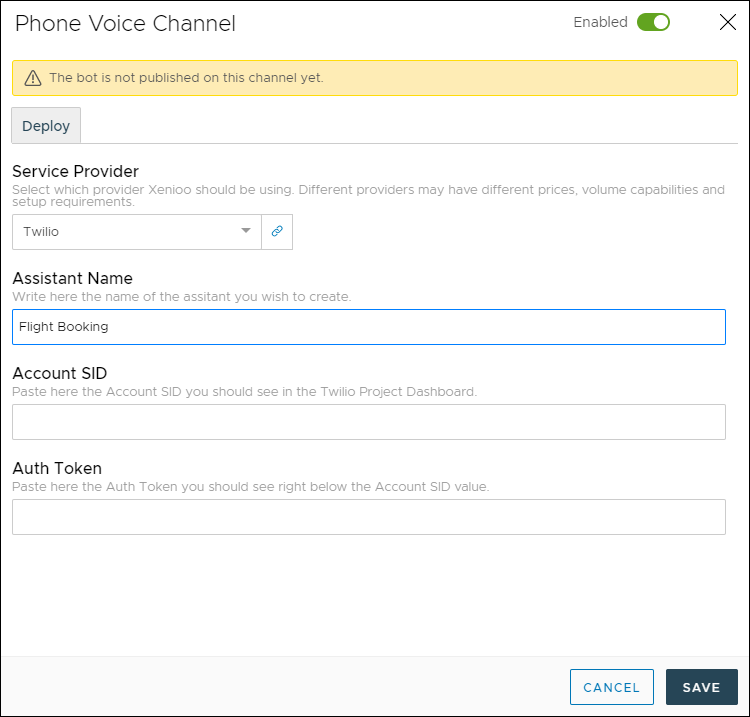 set up your phone bot voice channel