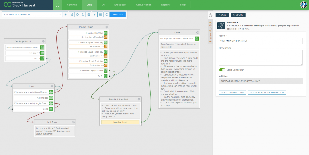 slack bot flow on xenioo